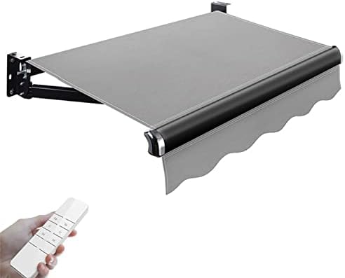 Retractable Awning Outdoor Electric Remote Control & Manual Crank Sunshade 3x1.5m Striped Patio Shelter UV Protection Weather Resistant