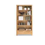 Book Shelf Open Bookcase Solid Wood Bookcase Modern Nordic Oak Bookshelf Storage Shelf Simple Walnut for Living Room, Home Office, Bedroom(A1)