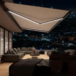 Outdoor Electric Retractable Awning with Lights, Premium Patio Canopy for Sun Shade Protection, Ideal for Courtyards and Businesses