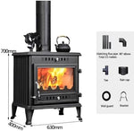 Wood Burning Stove with Heavy-Duty Steel Construction, Heats Up to 900 Sq Ft, FireBrick Lined, Large Viewing Glass & Automatic Air Curtain System