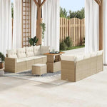 Garden Sofa Set 12-Piece Grey Poly Rattan with Cushions Weatherproof Lounge Furniture for Garden Balcony Patio Modular Corner Couch with Storage Space, Comfortable Outdoor Sofa with Aluminium