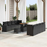 Garden Sofa Set 12-Piece Grey Poly Rattan with Cushions Weatherproof Lounge Furniture for Garden Balcony Patio Modular Corner Couch with Storage Space, Comfortable Outdoor Sofa with Aluminium
