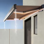 Patio Electric Retractable Awning with LED Lights - UV Protection, Weather Resistant, Adjustable Canopy for Outdoor Garden, Easy Installation