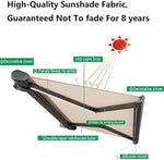 Electric Retractable Patio Awning, UV Water-Resistant Garden Shade Canopy Outdoor Sun Shelter for Deck