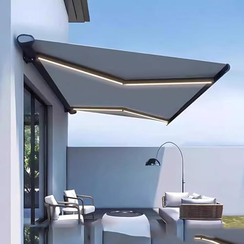 Waterproof Motorized Patio Electric Retractable Awning - Remote Control Sun Protection Shade Canopy for Deck, Window & Door, Ideal for Outdoor Spaces
