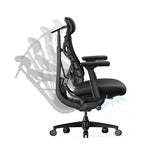 LiberNovo PRO AirFlow Dynamic Ergonomic Office Chair with Footrest, Desk Chair with Active AirFlow Seat Ventilation, 2 Ventilation Speeds, 5 Recline, Built-in Spine Stretch, for Office, Graphite 48cm
