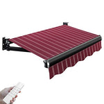 Patio Electric Retractable Awning Outdoor Sunshade Shelter with Remote Control & Manual Crank Handle for Door Window Grey 3x1.5m
