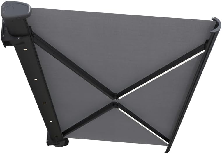 Retractable Motorized Electric Awning - Waterproof Outdoor Shade with LED Lighting for Patios, Yards, Porches & Balconies