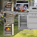 Castelle Flame 44-Inch 6-Burner 85K BTU Stainless Steel Outdoor BBQ Kitchen Island Grill with Wine Cooler, Rotisserie Kit, and Storage Cabinets