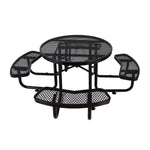 Large 46-Inch Heavy-Duty Round Outdoor Steel Picnic Table With Umbrella Hole