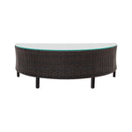 Alora Premium 5-Piece All-Weather Half-Moon Outdoor Rattan Wicker Patio Sectional Sofa Furniture Set With Tempered Glass Table