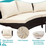 Alora Premium 5-Piece All-Weather Half-Moon Outdoor Rattan Wicker Patio Sectional Sofa Furniture Set With Tempered Glass Table