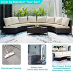 Alora Premium 5-Piece All-Weather Half-Moon Outdoor Rattan Wicker Patio Sectional Sofa Furniture Set With Tempered Glass Table