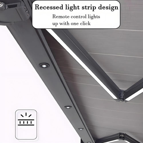Electric Retractable Outdoor Patio Awning with LED Lights, Waterproof Sun Shade Shelter, Remote Control Canopy for Deck, Balcony, Yard, 2x1.5M