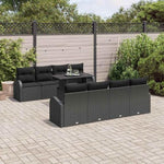 Garden Sofa Set 9 Pieces with Cushions and Storage Space Beige Poly Rattan Weatherproof Lounge Furniture for Garden Balcony Patio Comfortable Upholstery Outdoor