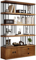 Book Shelf Open Bookcase Home Multi-layer Solid Wood Bookcase Living Room Integrated Whole Wall Storage Bookshelf Floor Cabinet for Living Room, Home Office, Bedroom(S:140CM*35CM*200CM)