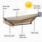 Waterproof Motorized Retractable Patio Awning with LED Lights, Commercial Grade Sunshade Shelter, 2x1.5M Gray Deck Canopy for Windows, Doors & Balconies