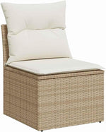 Garden Sofa Set with Cushions 8-Piece Beige and Cream Polyrattan Lounge Furniture for Garden Patio Balcony Weatherproof and Waterproof with Height-Adjustable Table and Cosy Cushions