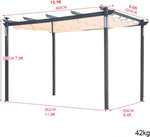 Top Outdoor Pergola with lights, solar sunshade grape trellis, Aluminum garden pergola with retractable roof, Rain and UV protection, Grape Trellis Pergola for Patio Backyard and Deck,A