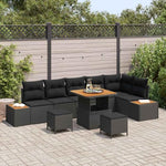 Garden Sofa Set Black Poly Rattan with Cushions 10 Pieces for Garden Balcony Patio Weatherproof Lounge Furniture with Storage Space Comfortable Upholstery Modular Ideal for Outdoor and