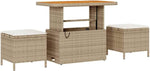 Garden Sofa Set 13 Pieces with Cushions in Beige and Cream, Polyrattan and Acacia Wood, Weatherproof Lounge Furniture for Patio and Balcony, with Storage Space and Comfortable Padding