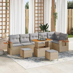 Garden Sofa Set with Cushions, 11 Pieces, Black Poly Rattan, Weatherproof Lounge Furniture for Garden, Patio and Balcony, Modular, Includes Padding, Wooden Frame, Comfortable and Durable
