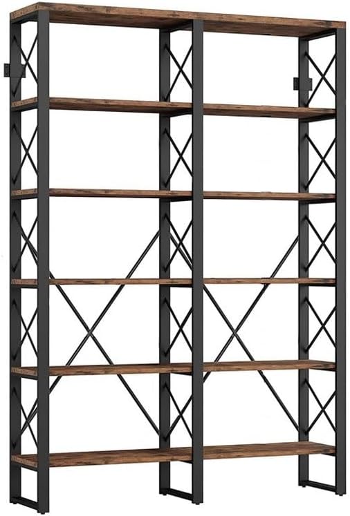 Book Shelf Open Bookcase Living Room Bedroom Simple Floor-standing Storage Rack Office Solid Wood Bookshelf Iron for Living Room, Home Office, Bedroom
