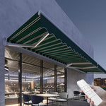 Outdoor Electric Retractable Awning with Lights, Premium Patio Canopy for Sun Shade Protection, Ideal for Courtyards and Businesses