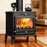 Wood Burning Stove with Heavy-Duty Steel Construction, Heats Up to 900 Sq Ft, FireBrick Lined, Large Viewing Glass & Automatic Air Curtain System