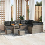 Garden Sofa Set Black Poly Rattan with Cushions 12 Pieces Weatherproof Outdoor Lounge Furniture for Garden, Patio, Balcony, with Storage Space, Modular Cosy, Includes Table and Cushion