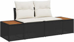 Garden Sofa Set 9-Piece Polyrattan with Cushions Black Cream Weatherproof Lounge Furniture for Garden Patio Balcony Modular with Storage Space and Garden Table Cosy and Easy to Clean