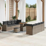 Garden Sofa Set 12-Piece Grey Poly Rattan with Cushions Weatherproof Lounge Furniture for Garden Balcony Patio Modular Corner Couch with Storage Space, Comfortable Outdoor Sofa with Aluminium