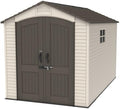 Lifetime 60282 Heavy Duty Garden Storage Shed, 7 x 12 ft (213 x 366 cm), High-Density Polyethylene (HDPE), Steel-Reinforced Apex Roof, Tan
