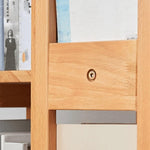 Solid Wood Bookshelf for Living Room Furniture Minimalist Household Floor Book Shelf Light Swivel Bookcase(D)