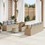 Garden Sofa Set 10-Piece Black Cream Poly Rattan with Cushions, Weatherproof Lounge Furniture for Balcony, Patio and Conservatory, Modular, Space-Saving, Cosy