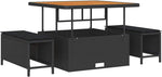 Garden Sofa Set with Cushions, 11 Pieces, Black Poly Rattan, Weatherproof Lounge Furniture for Garden, Patio and Balcony, Modular, Includes Padding, Wooden Frame, Comfortable and Durable