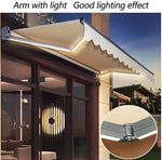 Outdoor Electric Retractable Awning with Lights, Premium Patio Canopy for Sun Shade Protection, Ideal for Courtyards and Businesses
