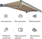 Motorized Electric Retractable Patio Awning with Lights, Paint Process, Curved Arm Chain Double Lamp, for Yard Balcony