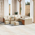 Garden Sofa Set Poly Rattan with Cushion Beige Light Grey 17-Piece Weatherproof Outdoor Lounge Furniture for Garden Balcony Patio Flexible Corner Couch with Aluminium Frame and Cosy Cushions