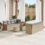 Garden Sofa Set 11 Pieces Grey Poly Rattan with Removable Cushions Weatherproof Lounge Outdoor Furniture for Garden Balcony Patio Modular Includes Table and Stool, Comfortable and Durable