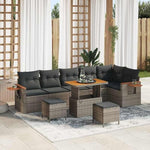 Garden Sofa Set with Cushions, 11 Pieces, Black Poly Rattan, Weatherproof Lounge Furniture for Garden, Patio and Balcony, Modular, Includes Padding, Wooden Frame, Comfortable and Durable