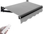 Retractable Electric Patio Awning with Remote Control & Crank, Weather-Resistant Sunshade Canopy for Windows, Doors & Outdoor Sun Protection