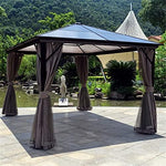 Patio Gazebo Hardtop with Polycarbonate Roof, Canopy Party Tent Outdoor Shelter with Mesh Curtains & Side Walls