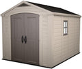 Keter Factor Outdoor Garden Storage Shed, Beige, 8 x 11 ft, 17197917