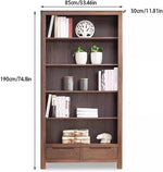 Book Shelf Open Bookcase Solid Wood Bookcase Modern Nordic Oak Bookshelf Storage Shelf Simple Walnut for Living Room, Home Office, Bedroom(A1)