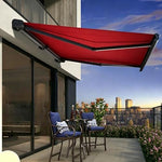 Patio Electric Deck Awnings, 6.56×4.9ft(2m×2.5m) with Waterproof Polyester Cover & Aluminum Frame, Outdoor Sun Shade Umbrellas, Beige