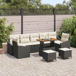 Garden Sofa Set 10-Piece Black Poly Rattan with Cushion Weatherproof Lounge Furniture for Garden Balcony Patio Outdoor with Storage Space and Aluminium Frame Cosy and Space-Saving