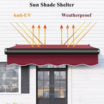 Retractable Awning Outdoor Electric Remote Control & Manual Crank Sunshade 3x1.5m Striped Patio Shelter UV Protection Weather Resistant