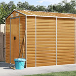 Brown Galvanised Steel Shed 191 x 810 x 198 cm with Ample Storage Space Ventilation Lockable Door for Garden Patio Tool Storage Lawn Mower