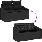 Garden Sofa Set Black Poly Rattan with Cushions 12 Pieces Weatherproof Outdoor Lounge Furniture for Garden, Patio, Balcony, with Storage Space, Modular Cosy, Includes Table and Cushion